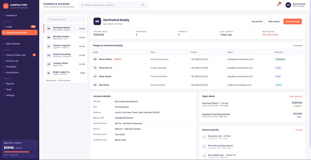 LeadFlow CRM — screen 4