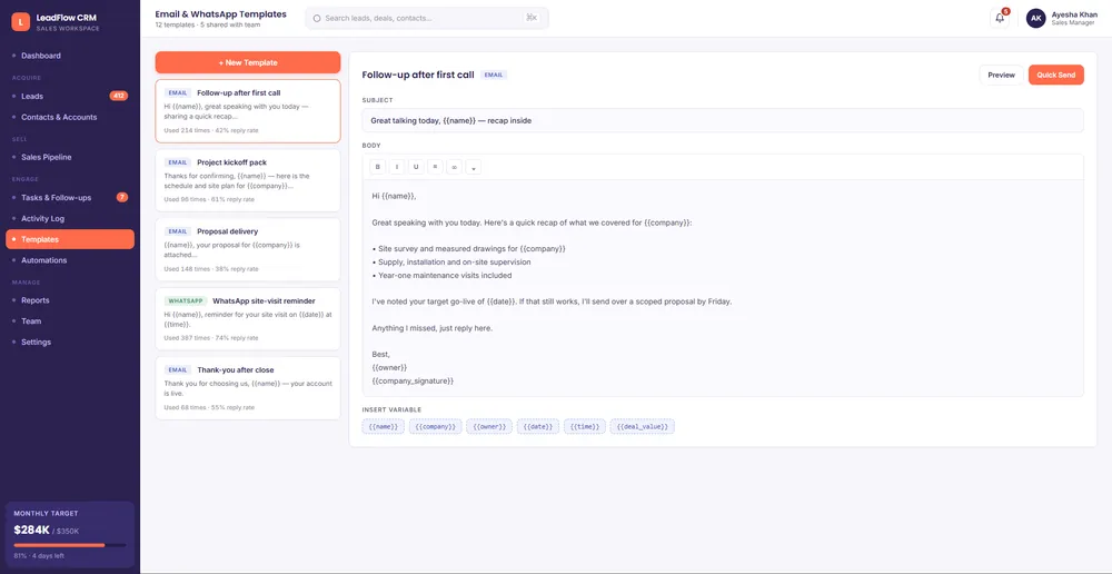 LeadFlow CRM — screen 7